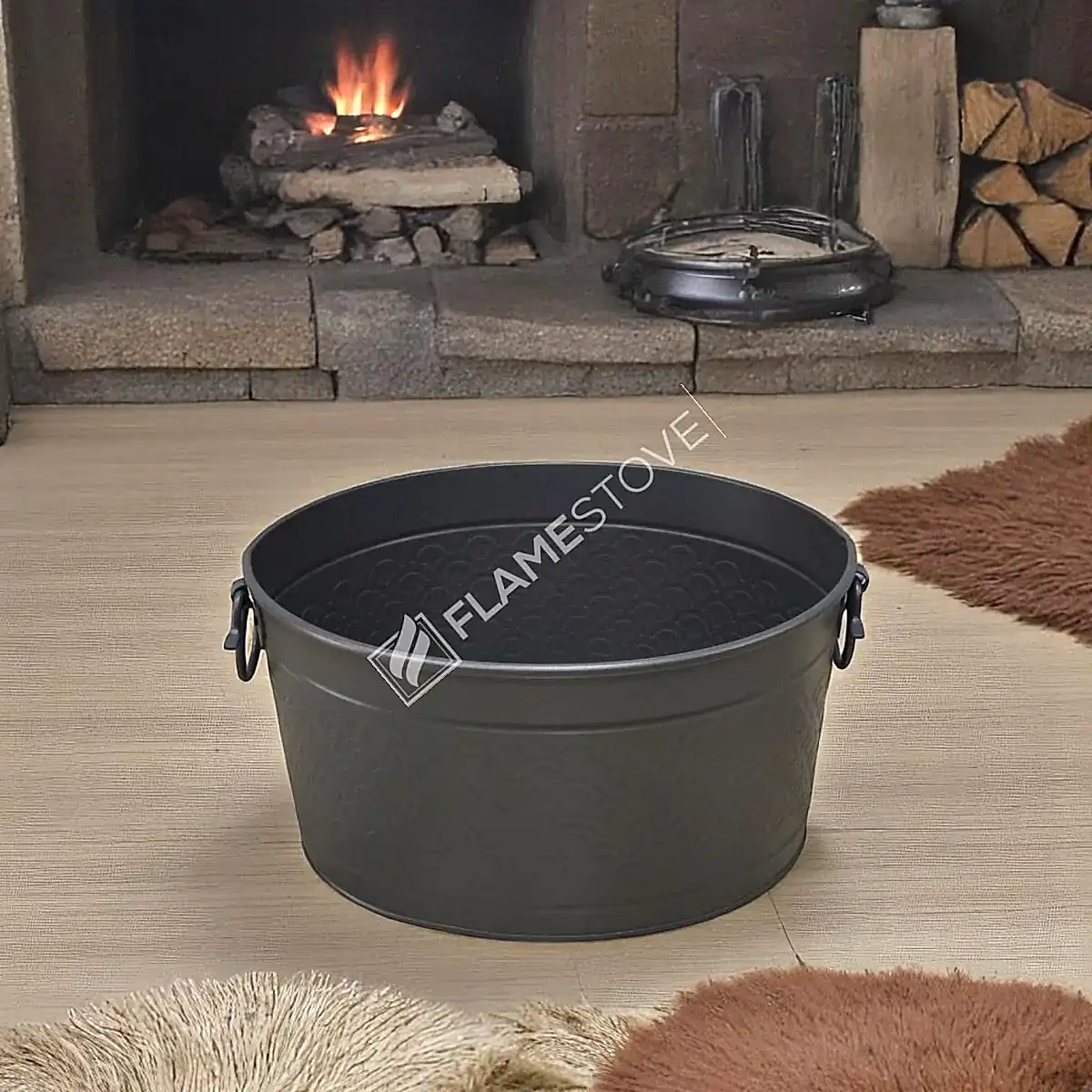 Flame Stove FS-1353 Mat Siyah Metal Odun Kovası Şömine Aksesuarı