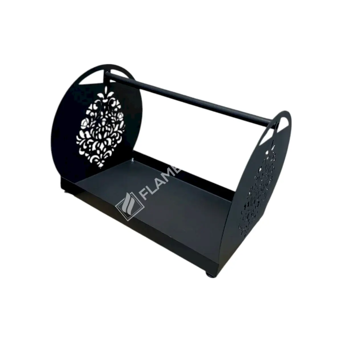 Şık Beşik Tasarım Metal Odunluk FS-101B - Siyah Mat Şömine Odun Taşıyıcı