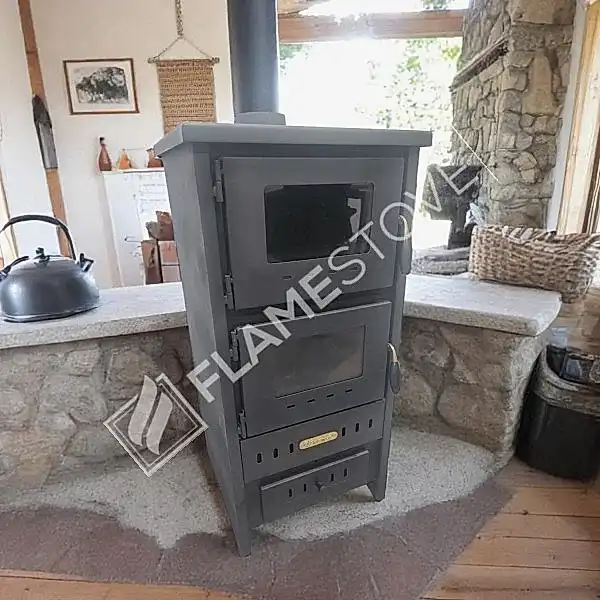 Flame Stove S3 Çelik Fırınlı Soba: Ateş Tuğlalı, Robax Camlı, 9kW Verimli