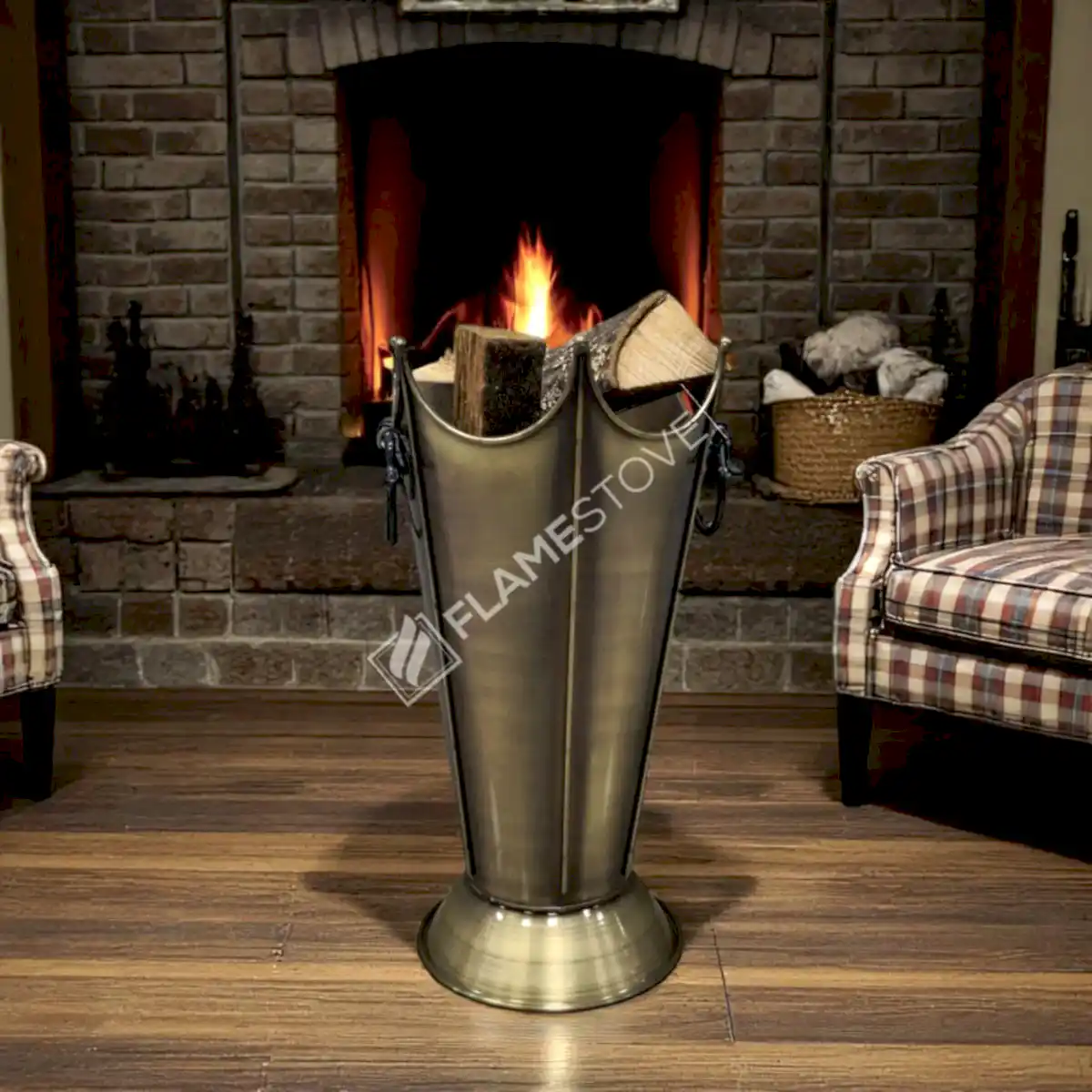Lüks Gold Odunluk: İç/Dış Mekan, Yüksek Kaliteli Döküm Şömine Odun Kovası