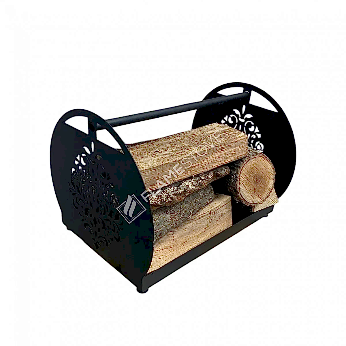 Şık Beşik Tasarım Metal Odunluk FS-101B - Siyah Mat Şömine Odun Taşıyıcı