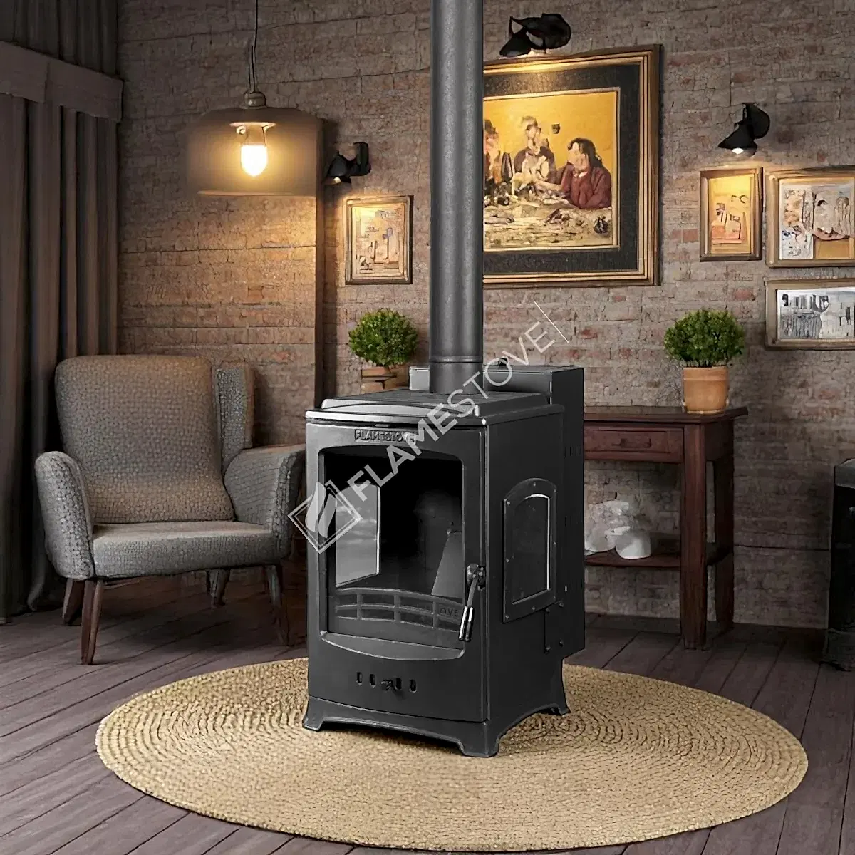 Lodi Lux Pelet Soba: Üç Camlı, Yüksek Verimli, A Sınıfı, 7 kW, Krom Hazneli